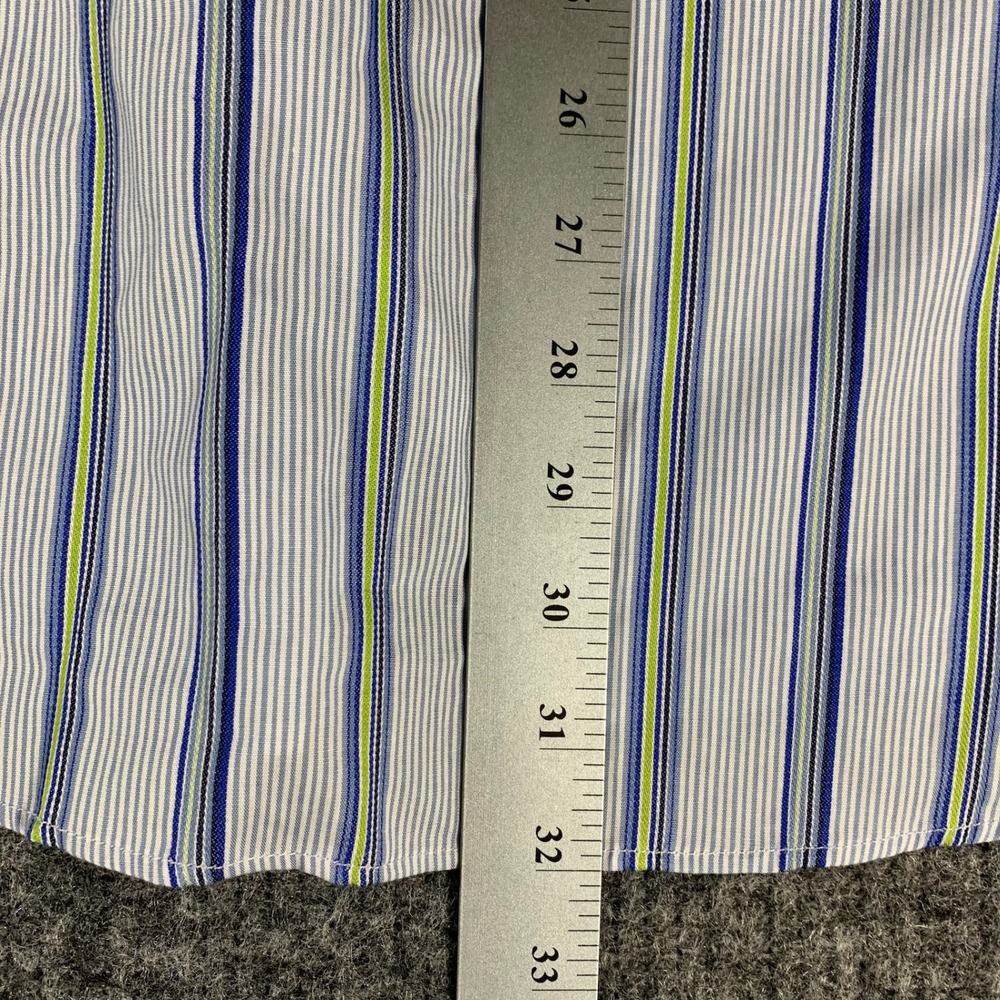 Alan Flusser Shirt Mens XL Blue Striped Cotton Button Down Long Sleeve Luxury - Picture 11 of 12